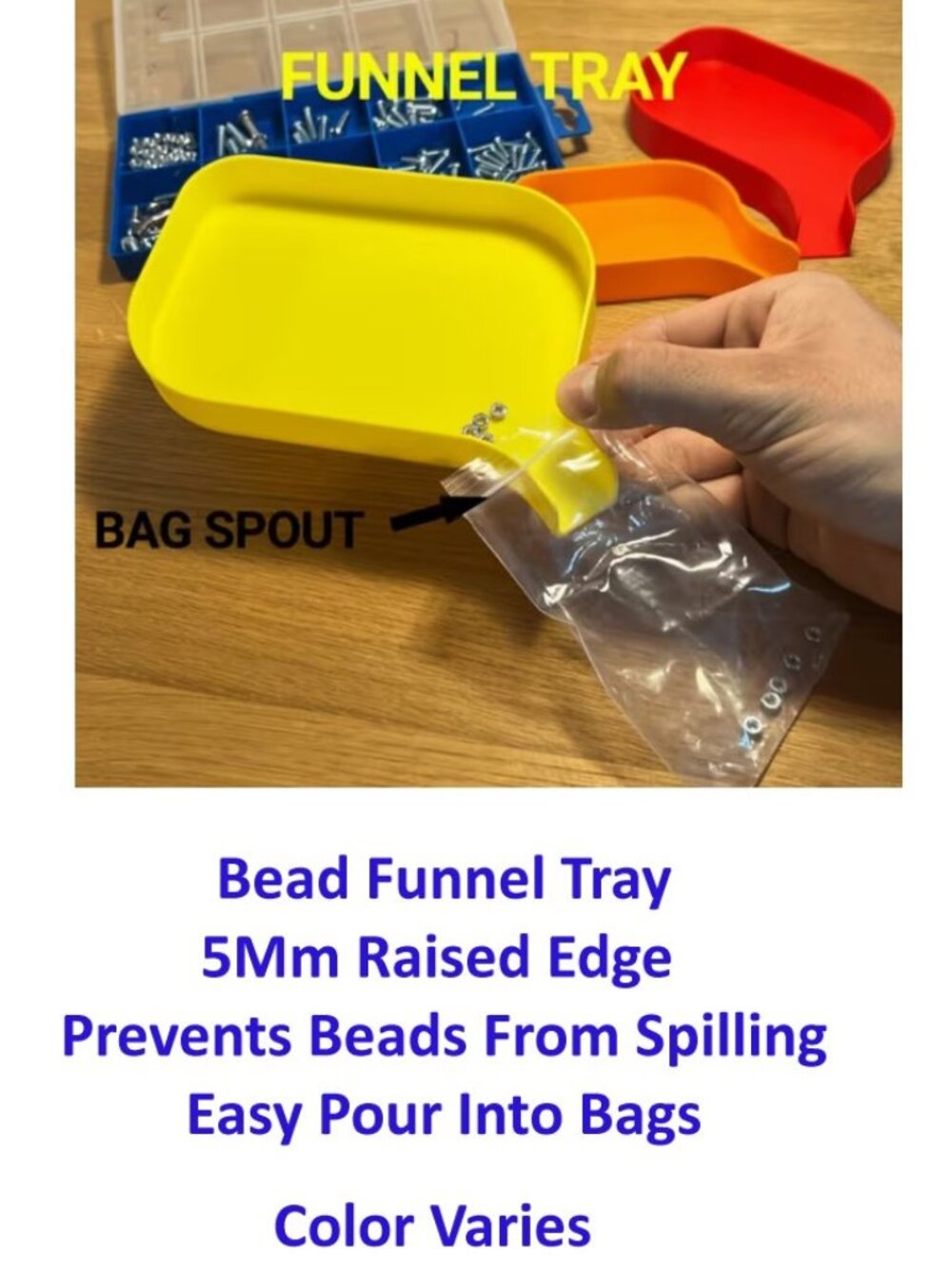 Bead Funnel Tray, 5Mm Raised Edge - Prevents Beads From Spilling - Easy Pour